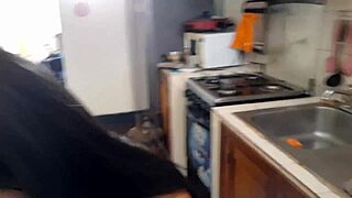 Dude leaked vid of mexican influencer shoving broomstick deep in kitchen pussy!!