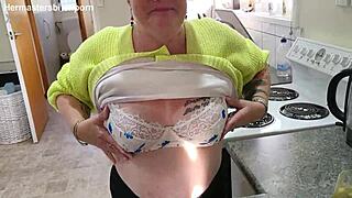 Kiwi milf sub licks wine off master's spill from her pierced pussy slut body