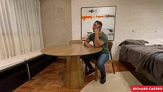 wife cums hard on best friend's cock during dp creampie as i watch erection rising