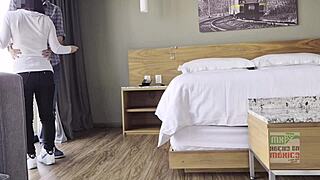 curvy latina capitalina rides huge cock at hotel while chatting cuck hubby