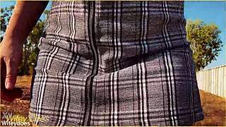 she casually forgets panties under her skirt flashing shaved pussy upskirt