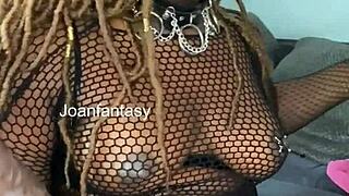 joanfantasy teases solo in sexy black fishnets 😉
