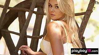 Blondie Tahlia Paris strips naked outdoors posing sexy for Playboy.