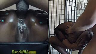 barstool anal hits so deep her ghetto pussy grools wildly while gaping ass spreads