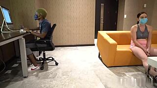 masked milf slurps big black cock through mask in sloppy blowdemic