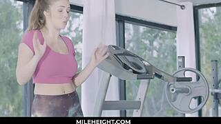 mile high shark cougar alexis fawx buys her personal trainer lena pauls wet flexible pussy during intense gym workout
