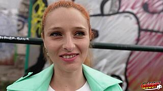 german scout picks up skinny redhead luciana lucy small tits teen for casting she squirts hard on huge cock