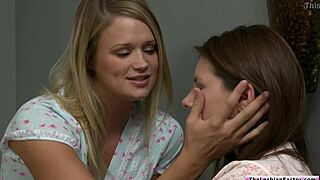 the lesbian teen sneaks into her best friends bedroom and starts fingering her shaved pussy while they kiss