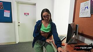 Sneaky teen 18+ sucks cock under class desk - you won't believe the deepthroat!