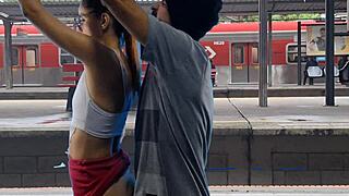 Casual Couple Fucks Wild In Public Train Terminal Exposed