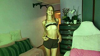 Cute pigtail babe sneaks a juicy cock ride while parents stay away from home