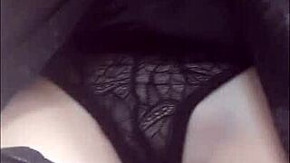 Silicone babe strips bra outdoors peels skin masturbates close-up