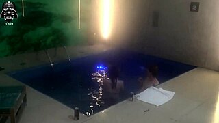 Friends join us in motel pool for wild threesome splash part 2