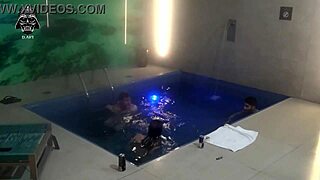 Friends join us in motel pool for wild threesome splash part 2