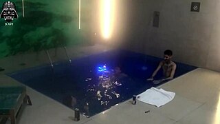 Friends join us in motel pool for wild threesome splash part 2