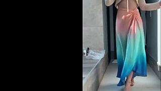 sensual curvy brazilian dances in nylon miniskirt outdoors 💃✨