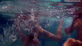 Ivetta Katka and Barbara Dive into Hot Underwater Lesbian Pool Threesome