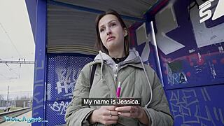 ukrainian smoker flashes tits pays fine with public train fuck