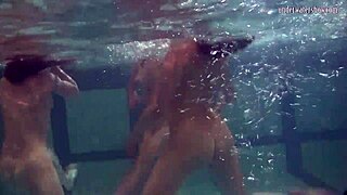 Ivetta Katka and Barbara Dive into Hot Underwater Lesbian Pool Threesome