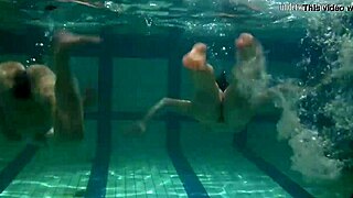 Ivetta Katka and Barbara Dive into Hot Underwater Lesbian Pool Threesome