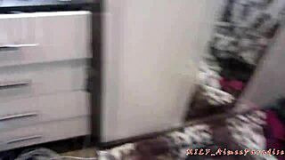 watch this slut wife get trained hard with toys handcuffs and monster cock