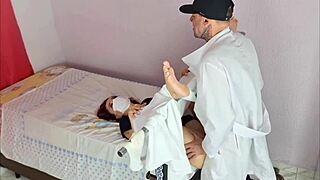 Patient pees and cums wildly on gyno exam chair during fingering session