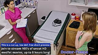 patient daisy bean spreads shaved pussy for dr tampa's university entrance physical exam