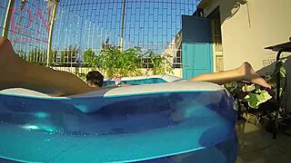 regina noir masturbates poolside sucks cock fucks doggystyle cums outdoor whore