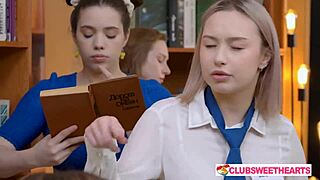 Steamy 18yo Lesbians Crave Library Touches