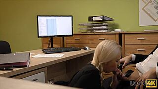 Loan4k Blonde Pays New Car Debt with Agent's Cock in Office Casting