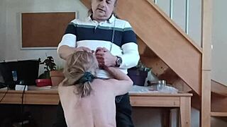 Chained French slave takes candle wax BDSM humiliations and slaps