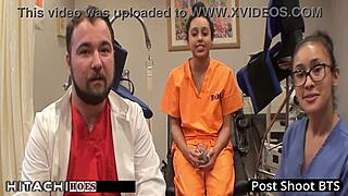 freshman mia sanchez spreads her shaved pussy on hospital bed as nurse uses hitachi vibrator for mandatory gaping orgasm