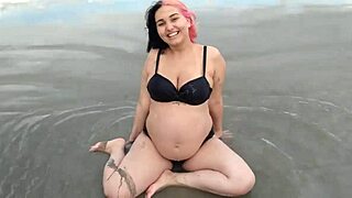 hey this cute pregnant teen belle belinha seduces beach crowd wildly