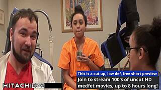 freshman mia sanchez spreads her shaved pussy on hospital bed as nurse uses hitachi vibrator for mandatory gaping orgasm