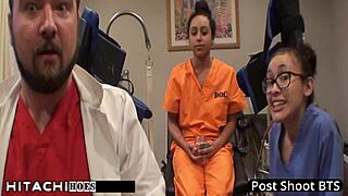 freshman mia sanchez spreads her shaved pussy on hospital bed as nurse uses hitachi vibrator for mandatory gaping orgasm