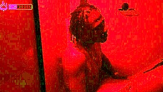 Huge black cock destroys phat ass teen in redroom shower pound