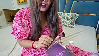 Beautiful desi bhabhi thrilled as delivery boy fucks her condom-clad pussy wildly