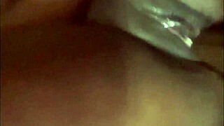 wanna see this wet ebony babe's small tits bounce on dildo? 