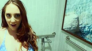 naughty mom can't resist dropping to knees for stepson's deepthroat in club bathroom