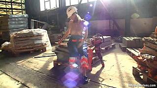 Shelby Moon's Huge Natural Tits Burst Out in Ripped Clothes Fun at Work