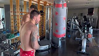 bbg gym double penetration on andrea lux big tits latina with brother monster cocks