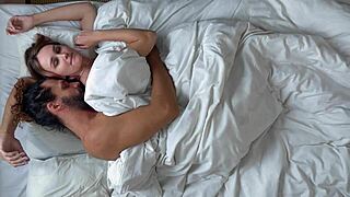 Our morning routine begins with girlfriend in stockings on the bed