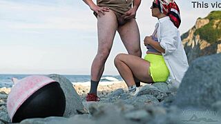 i saw this stranger on the beach with a huge cock an i jus had to satisfy him with my milf mouth an pussy