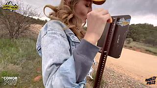 check out this huge ass blonde takin creampie on horny desert hike pov 4k 🍑💦🏜️