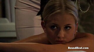 Hey blonde slave, why are you handcuffed during this nude maid pussy massage domination?