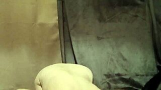 Bound french milf slave spanks pussy with huge dildo session