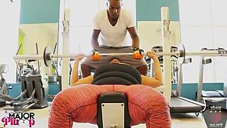 Sofia flirts in gym lures Rome to fuck her ass