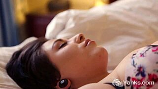 check out this tattooed beauty in stockings fingering her shaved pussy to a squirting climax