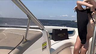 hot blonde in sexy lingerie fucks captain's monster cock on boat