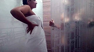 snuck up toweled off colombian friend convinced her for hot lesbian pussy licking cowgirl